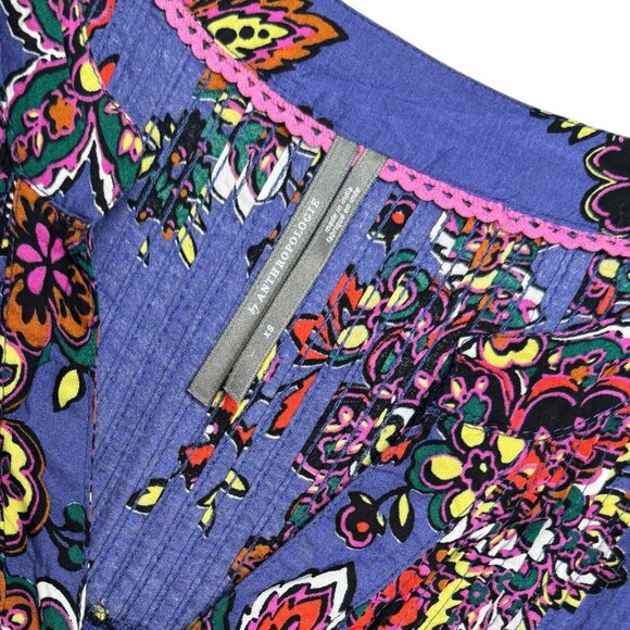 ANTHROPOLOGIE PINTUCK FLORAL COTTAGE BlOOM CORE TUNIC DRESS BOHO SIZE XS - Picture 6 of 8